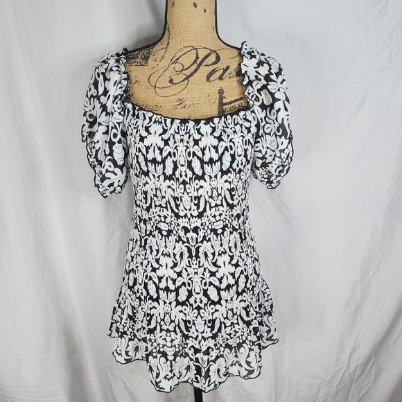 Vtg Y2K ESSENTIALS by MILANO Size Medium Flounce Hem Off Shoulder Pleated Blouse - Picture 1 of 9